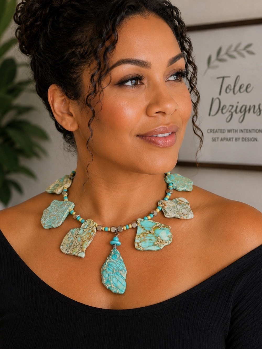 Jasper Statement Choker Necklace- She Runs It Collection